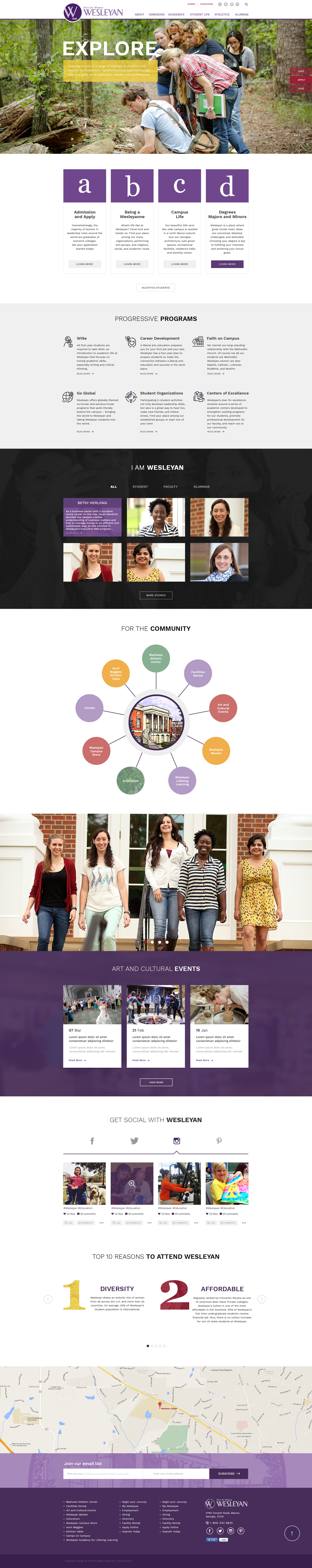 Wesleyan College - 1 Homepage Design - New Minds Group