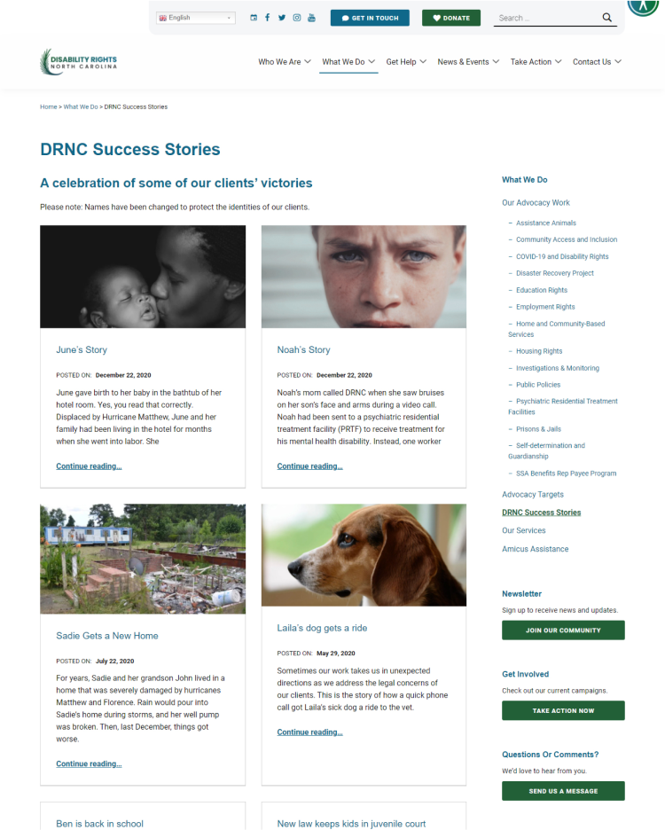 DRNC - Disability Rights North Carolina - Success story o - New Minds Group