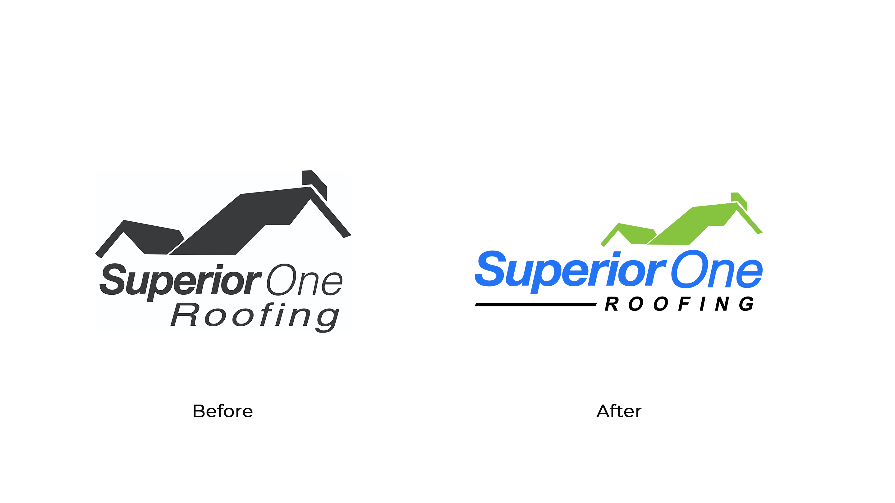 Superior One Roofing - sor logo before after - New Minds Group
